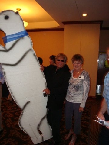 Marsh Edelstein and Elaine Kellman Wedel with the Polar Bear